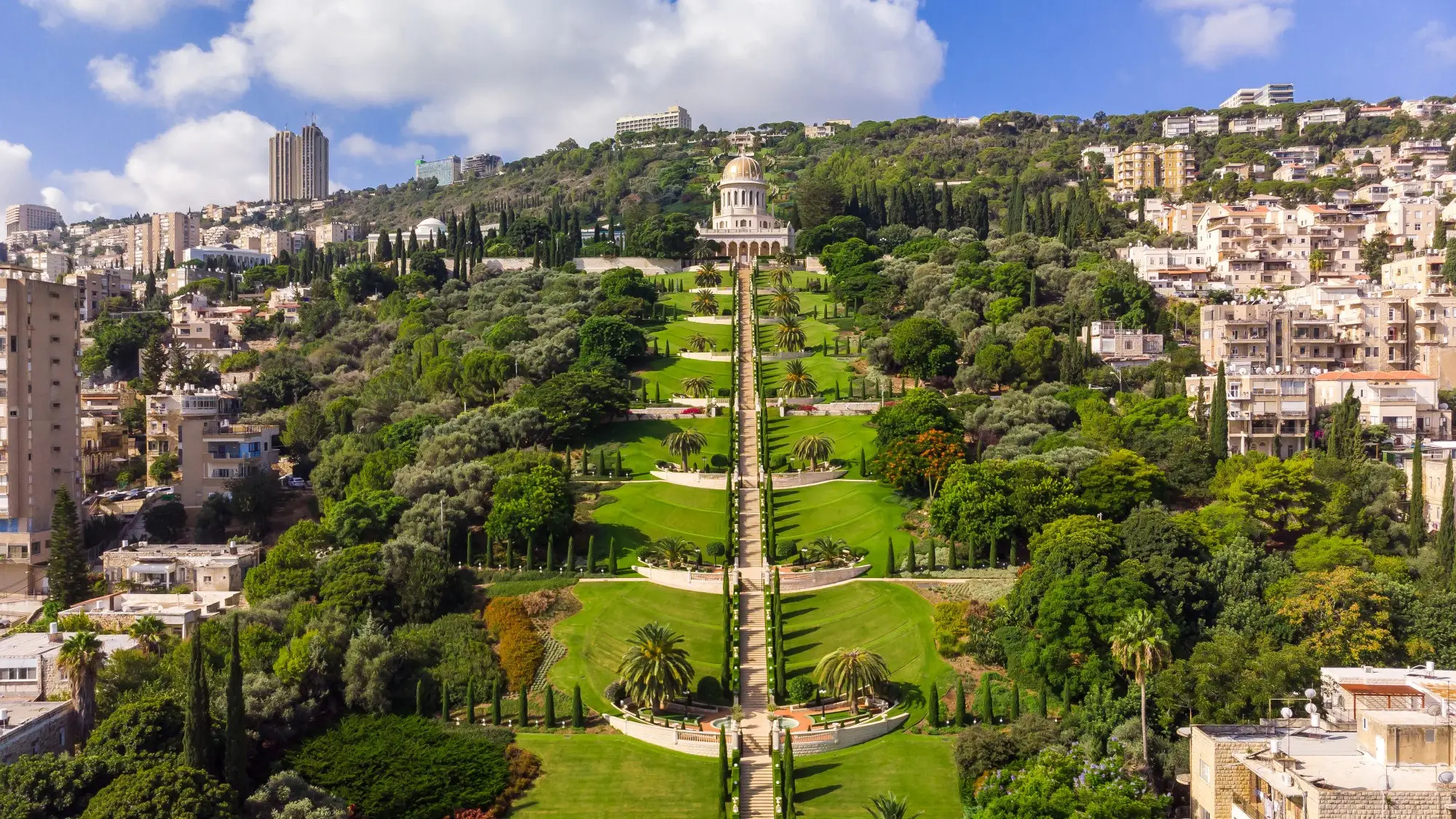 Bahai Gardens top view in Haifa
